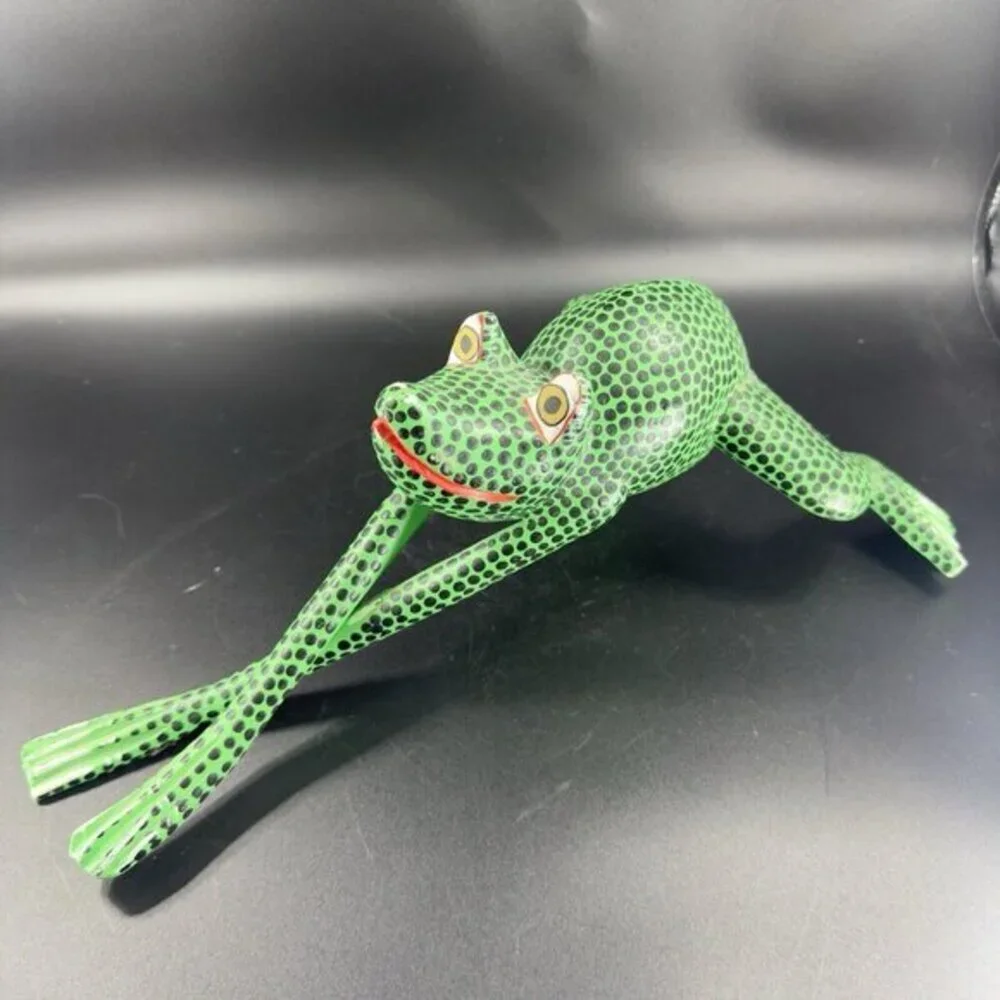 Francisco‎ Esteban Hernandez Mexican Folk Art Wood Long Frog Animal Signed AS IS